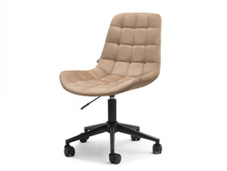 Beige velourfåtölj svarta ben ELIOR