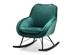 Velourfåtölj grön svarta ben COCO