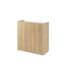 Liten byrå med LED-belysning ek scandi/vit högblank EASY