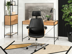 Kontorsfåtölj svart/ek kromade ben FRANK