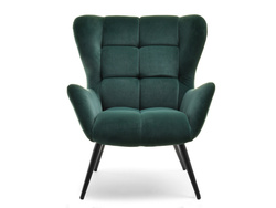 Velourfåtölj grön svarta ben KIKORI