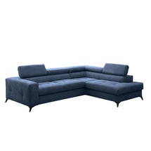 Mörkblå hörnbäddsoffa höger ANORA