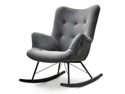 Velourfåtölj grå svart ben LAUREN