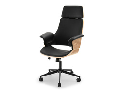 Kontorsfåtölj svart ben svart/naturell ek CLEMENS