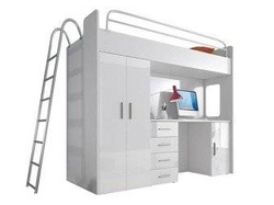 Våningssäng med stege vit EDEN 4