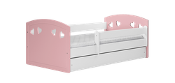 Säng för barn 80x160 | madrass och låda | vit/ rosa JULIETTA