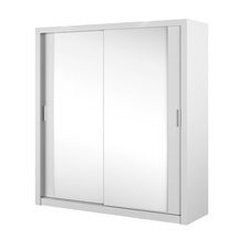 Tvådörrars garderob med spegel 200 cm vit IDEA 16