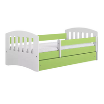 Barnsäng med madrass och låda 80x160 vit/ grön CLASSIC