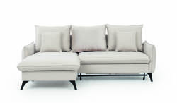 Beige hörnsoffa med sovfunktion 230 cm vänster MODICA