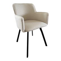 Ljusbeige matstol i bouclétyg, BIANCA