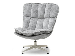 Gräddefärgad stoppad fåtölj grå ben JASPER