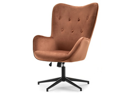 Velour fåtölj koppar svart ben TRINI