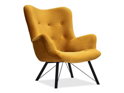 Fåtölj i honungsvelour svarta ben DALTON
