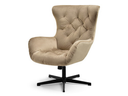 Beige velourfåtölj svarta ben ARON