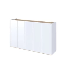 Stor byrå med LED-belysning vit blank/ek scandi EASY