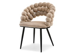 Velourstol beige svarta ben LUCY