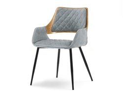 Velourstol grå/ek svarta ben MORGAN