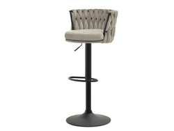 Hocker i beige velour med svarta ben ASTER