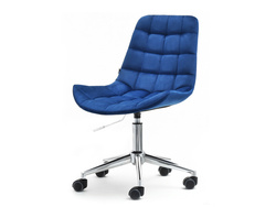 Velour fåtölj marinblå kromade ben ELIOR