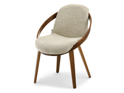 Boucle stol beige ben valnöt LAGOS