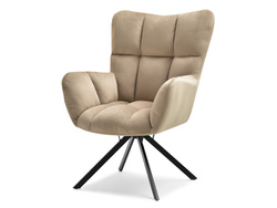 Beige velourfåtölj svarta ben KIRA