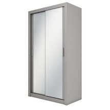 Tvådörrars garderob med spegel 120 cm grå IDEA 18