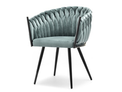 Velourstol blå svarta ben ROSA