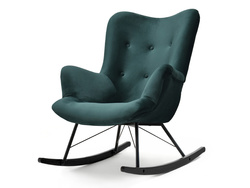 Velourfåtölj grön svart ben LAUREN