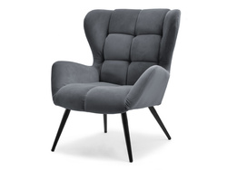 Velour fåtölj grafit svart ben KIKORI