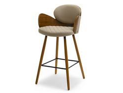 Hocker mörk beige/walnut ben ARIA
