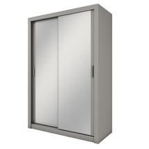 Tvådörrars garderob med spegel 150 cm grå IDEA 17