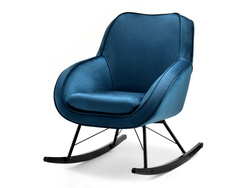 Velourfåtölj marinblå svart ben COCO
