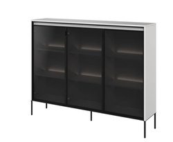 Vit skänk med glasdörrar och LED-belysning TREND