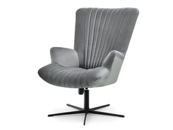 Velourfåtölj grå svarta ben ESLA