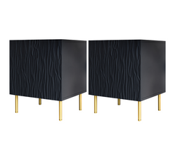 Svart nattduksbord med gyllene ben 2 st JUNGLE