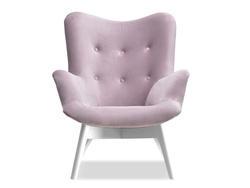 Fåtölj i lila velour med vita ben FLORI