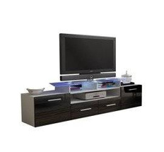 TV-bänk vit/svart högglans EVORA