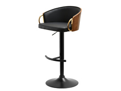 Svängbar hocker svarta ben svart/guld/valnöt ELVIRA