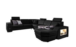 Stor hörnsoffa svart vänster NAPOLI