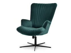 Velourfåtölj grön svarta ben ESLA