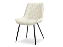 Stol i krämfärgad velour med svarta ben ADEL