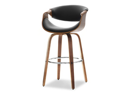 Hocker i valnöt med sits i valnöt och ben i krom BENT