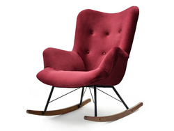 Fåtölj i rödbrun velour med svarta ben LAUREN