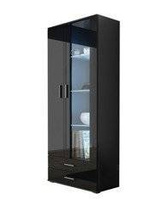 Stort vitrinskåp med LED svart/ svart glans SOHO S6