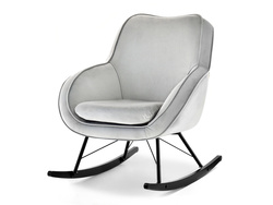 Velourfåtölj grå svart ben COCO