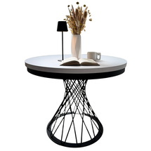 Runt bord med utdragbar skiva 100-140 cm, svart/vit GARDINO