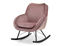 Fåtölj i rosa velour med svarta ben COCO