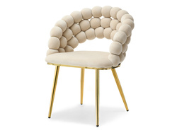 Stol i krämfärgad velour med gyllene ben LUCY