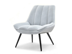 Velourfåtölj grå svart ben ZOTI
