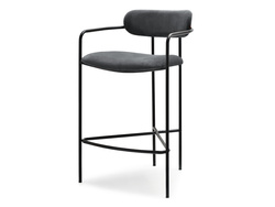 Hocker i grafitvelour, svarta ben VIDAL